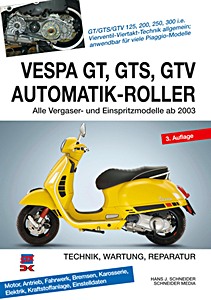 Vespa GT, GTS, GTV 125, 200, 250, 300 Automatik-Roller - Alle Vergaser- und Einspritzmodelle (ab 2003)