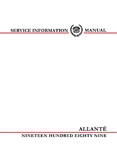 Book: 1989 Cadillac Allanté - Service Manual 