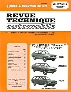 Book: Volkswagen Passat L-S-LS et TS (1973-1981) - Revue Technique Automobile (RTA 337)