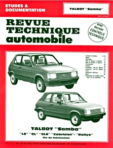 Boek: Talbot Samba - LS, GL, GLS, Cabriolet, Rallye (1982-1986) - Revue Technique Automobile (RTA 422.4)