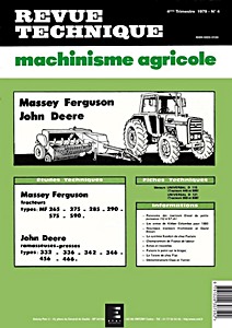 Livre : Massey-Ferguson 265, 275, 285, 285, 290, 575, 590 / John Deere ramasseuses-presses 332, 336, 342, 346, 456, 466 - Revue Technique Machinisme Agricole (RTMA 4)