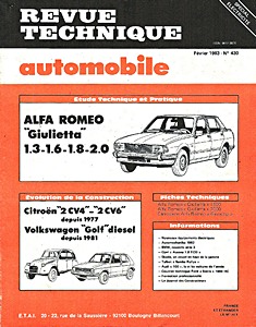 Book: Alfa Romeo Giulietta 1.3, 1.6, 1.8, 2.0 - Revue Technique Automobile (RTA 430)