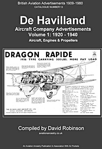 Book: De Havilland Aircraft Company Advertisements (Volume 1: 1920 - 1940) - Aircraft, Engines & Propellers 