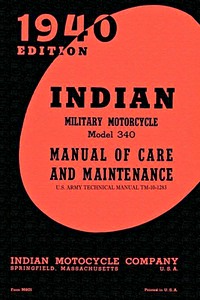 Boek: Indian Military Motorcycle Model 340 - Manual