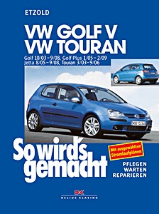 Omslag werkplaatshandboek VW Golf V (10/2003-09/2008), Golf Plus (01/2005-02/2009), Jetta (08/2005-09/2008), Touran (03/2003-09/2006)