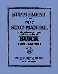 Livre: 1928 Buick Models - Shop Manual Supplement