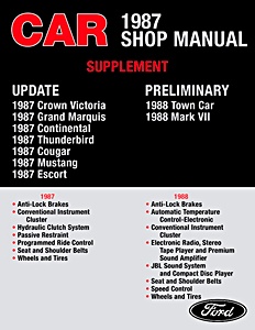 1987 Ford / Lincoln / Mercury Shop Manual Supplement