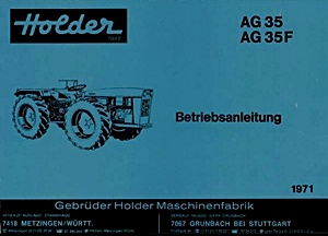 Książka: Holder AG 35 und AG 35F - Betriebsanleitung (1971)
